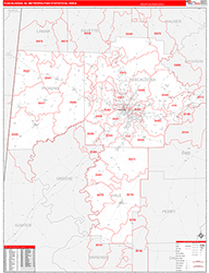 Tuscaloosa Metro Area Wall Map Red Line Style 2026
