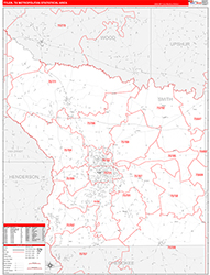 Tyler Metro Area Wall Map Red Line Style 2026
