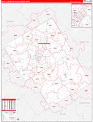 Waco Metro Area Wall Map Red Line Style 2026