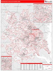 Washington-Arlington-Alexandria Metro Area, VA Zip Code Maps Red Line Style