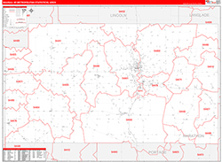 Wausau Metro Area Wall Map Red Line Style 2026