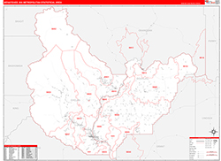 Wenatchee Metro Area Wall Map Red Line Style 2026