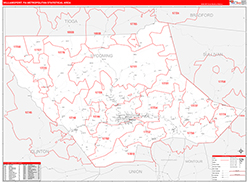 Williamsport Metro Area Wall Map Red Line Style 2026