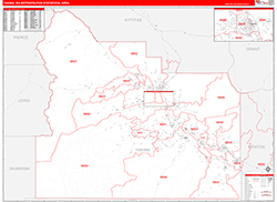 Yakima Metro Area Wall Map Red Line Style 2026
