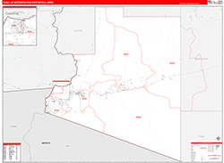 Yuma Metro Area Wall Map Red Line Style 2026