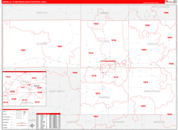 Amarillo Metro Area Wall Map Red Line Style 2024