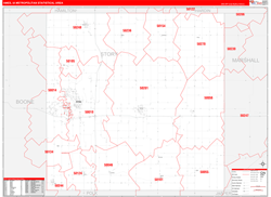 Ames Metro Area Wall Map Red Line Style 2025