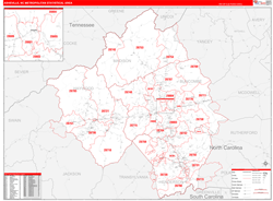 Asheville Metro Area Wall Map Red Line Style 2024