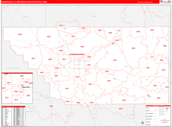 Bakersfield Metro Area Wall Map Red Line Style 2024