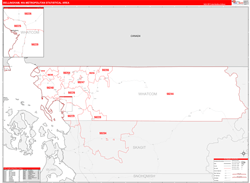 Bellingham Metro Area Wall Map Red Line Style 2024