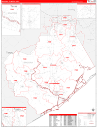 Brazoria Metro Area Wall Map Red Line Style 2024