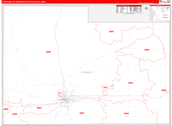 Cheyenne Metro Area Wall Map Red Line Style 2024