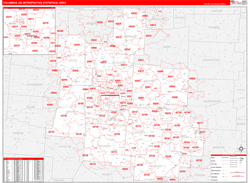 Columbus Metro Area Wall Map Red Line Style 2024