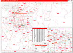 Denver Metro Area Wall Map Red Line Style 2024