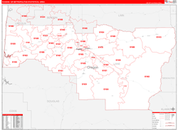 Eugene Metro Area Wall Map Red Line Style 2024