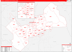 Fresno Metro Area Wall Map Red Line Style 2024