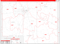 Hattiesburg Metro Area Wall Map Red Line Style 2024