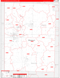 Joplin Metro Area Wall Map Red Line Style 2024