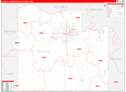Lawrence Metro Area Wall Map Red Line Style 2024