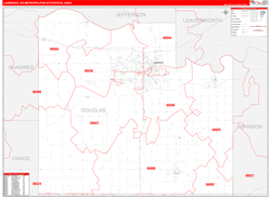 Lawrence Metro Area Wall Map Red Line Style 2025