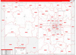 Lincoln Metro Area Wall Map Red Line Style 2024