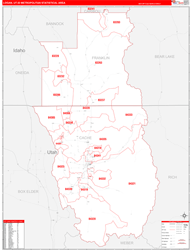 Logan Metro Area Wall Map Red Line Style 2024