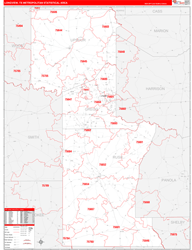 Longview Metro Area Wall Map Red Line Style 2024