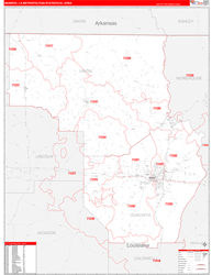 Monroe Metro Area Wall Map Red Line Style 2024