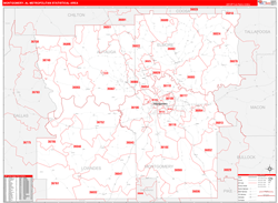 Montgomery Metro Area Wall Map Red Line Style 2024