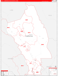 Napa Metro Area Wall Map Red Line Style 2024