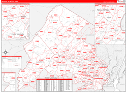 Newark Metro Area Wall Map Red Line Style 2024