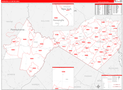 Newburgh Metro Area Wall Map Red Line Style 2024