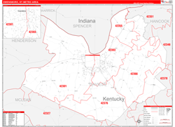 Owensboro Metro Area Wall Map Red Line Style 2024