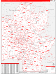 Pittsburgh Metro Area Wall Map Red Line Style 2024