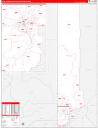 Reno Metro Area Wall Map Red Line Style 2024