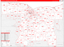 Rochester Metro Area Wall Map Red Line Style 2024