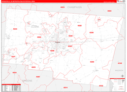 Springfield Metro Area Wall Map Red Line Style 2024
