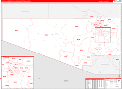Tucson Metro Area Wall Map Red Line Style 2024