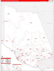 Ventura Metro Area Wall Map Red Line Style 2025