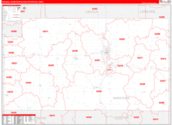 Wausau Metro Area Wall Map Red Line Style 2024