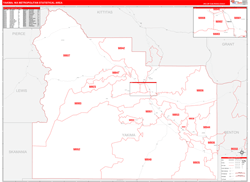 Yakima Metro Area Wall Map Red Line Style 2024