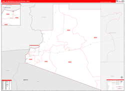 Yuma Metro Area Wall Map Red Line Style 2024
