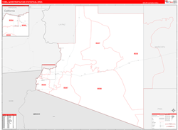 Yuma Metro Area Wall Map Red Line Style 2025