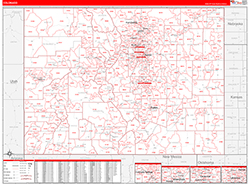 Colorado Wall Map Zip Code Red Line Style 2026