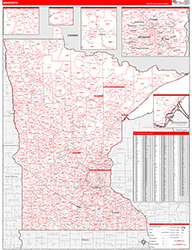Minnesota Wall Map Zip Code Red Line Style 2026