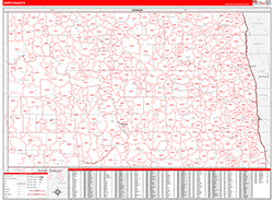 North Dakota Wall Map Zip Code Red Line Style 2026