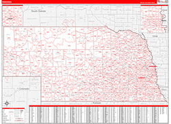 Nebraska Wall Map Zip Code Red Line Style 2026
