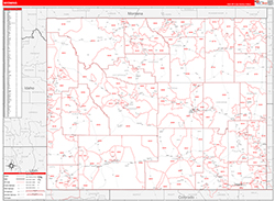 Wyoming Wall Map Zip Code Red Line Style 2026