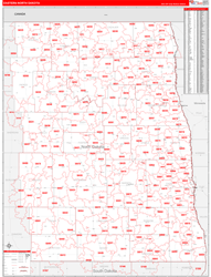 North Dakota Eastern Wall Map Red Line Style 2024