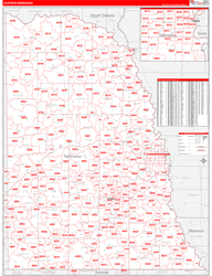 Nebraska Eastern Wall Map Red Line Style 2024